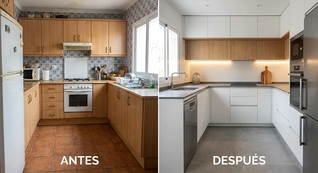 Antes y después reforma cocina moderna